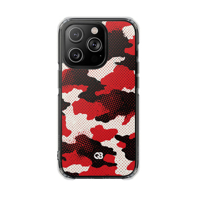 Crimson Halftone Camo · Clear Impact Magnetic Phone Case for iPhone · Red