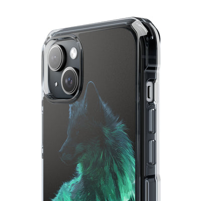Nordic Aurora Fox · Clear Impact Magnetic Phone Case for iPhone · Teal