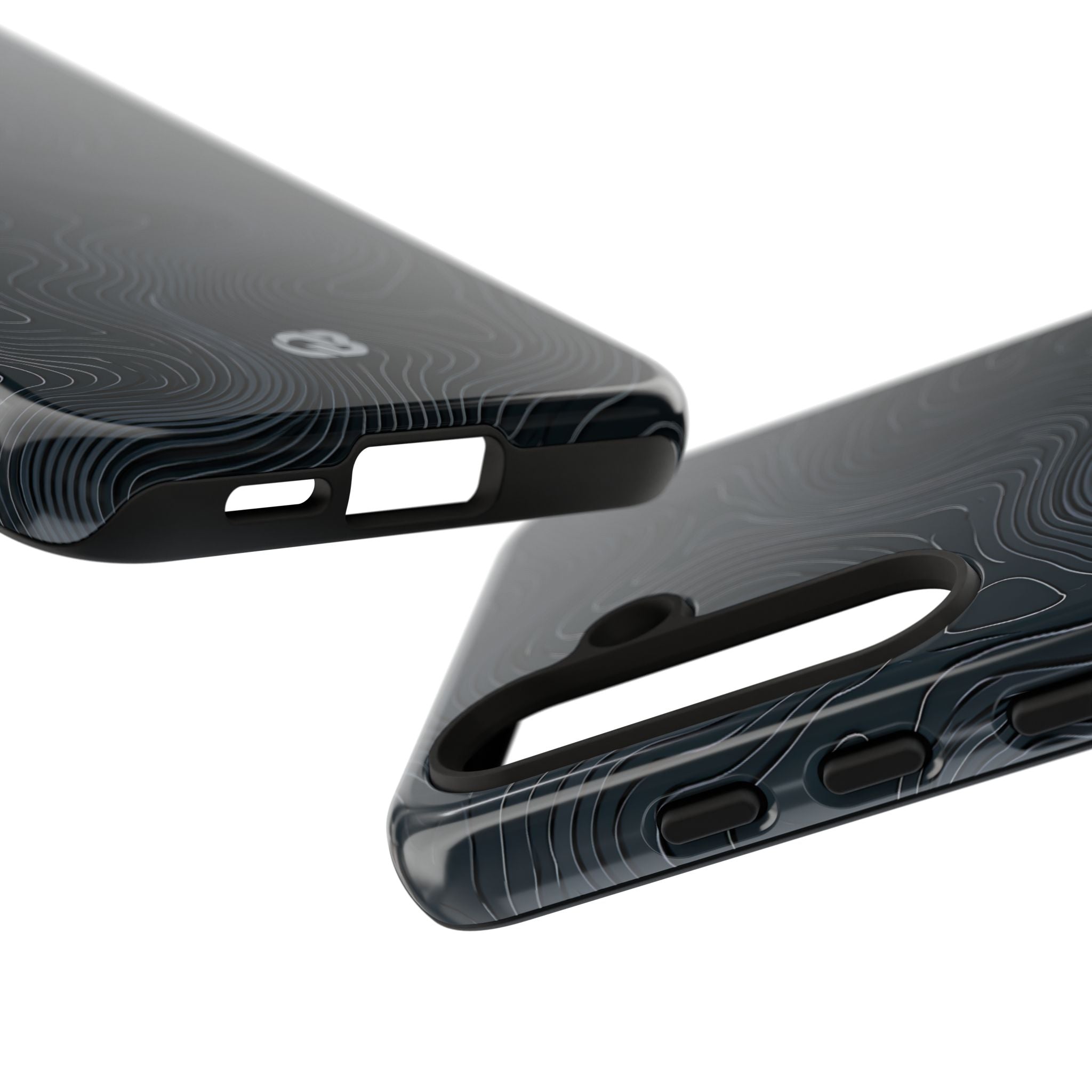 Black Tough Phone Case for Samsung - Obsidian Ridge Topo