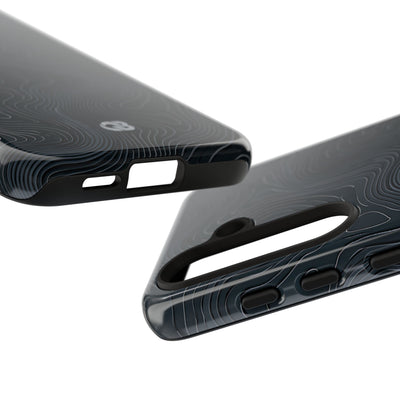 Black Tough Phone Case for Samsung - Obsidian Ridge Topo