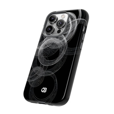 Black Tough Phone Case for iPhone - Kinetic Wireframe Orbit