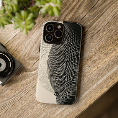 Beige Tough Phone Case for iPhone - Obsidian Cream Plume