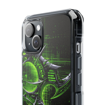 Cyber Sigil Grid · Clear Impact Magnetic Phone Case for iPhone · Green