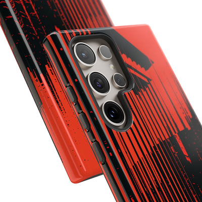 Red Tough Phone Case for Samsung - Crimson Brutalist Distortion