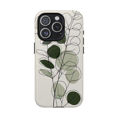 Green Tough 2.0 Magsafe Phone Case for iPhone - Muted Eucalyptus Sketch