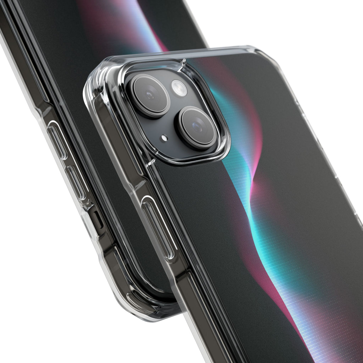 Neon Pixel Flow · Clear Impact Magnetic Phone Case for iPhone · Black