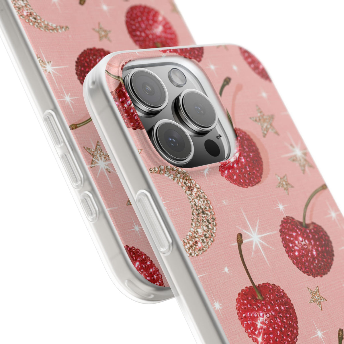 Bedazzled Ruby Cherries · Lite Phone Case for iPhone ·  Pink