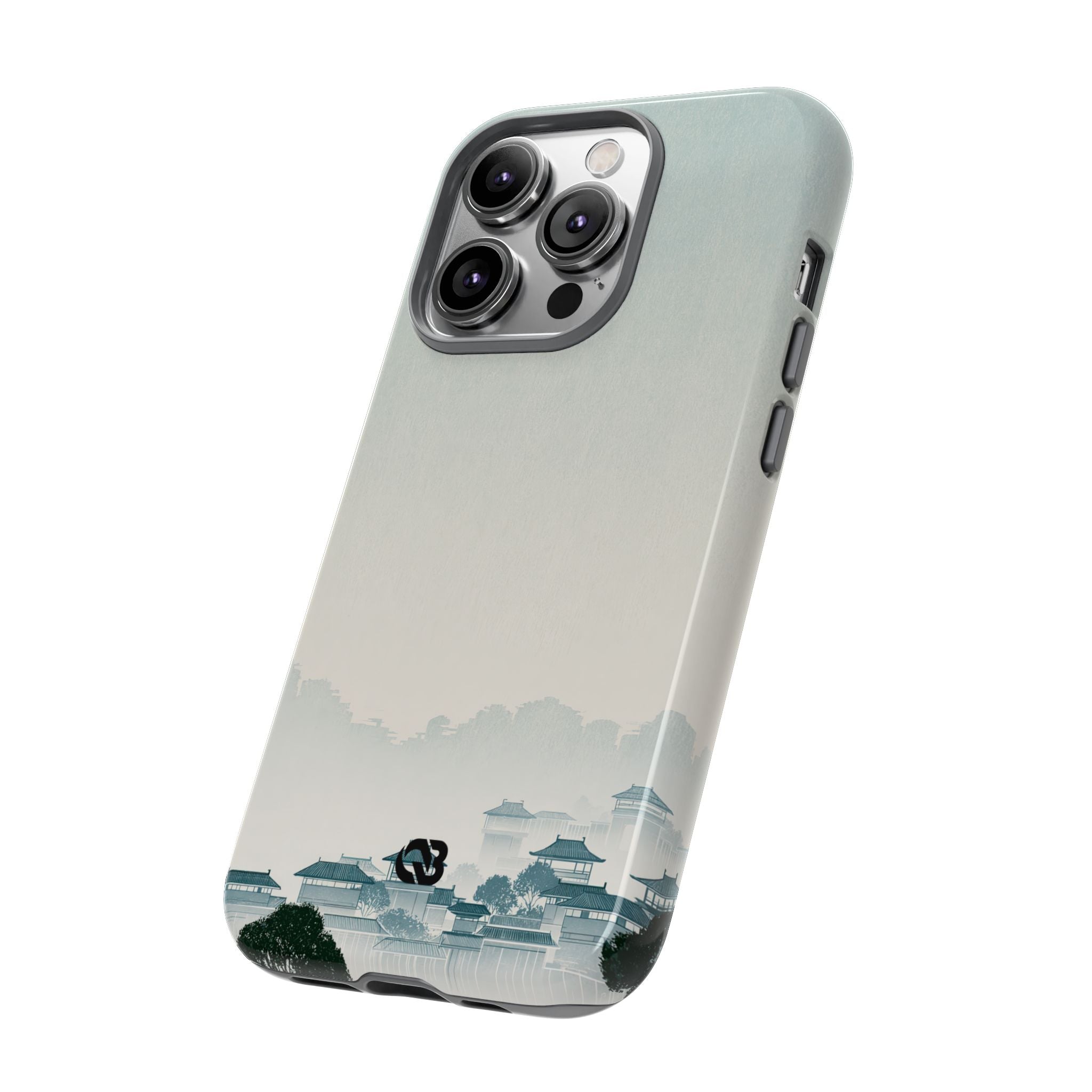 Blue Tough Phone Case for iPhone - Mist Valley Pagoda
