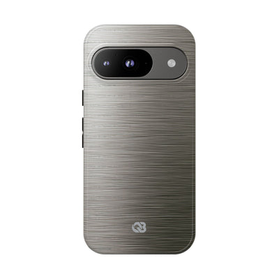 Grey Tough Phone Case for Google Pixel - Brushed Industrial Steel