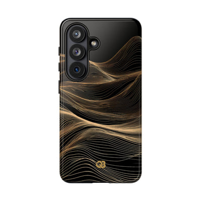 Black Tough Phone Case for Samsung - Copper Topo Ridge