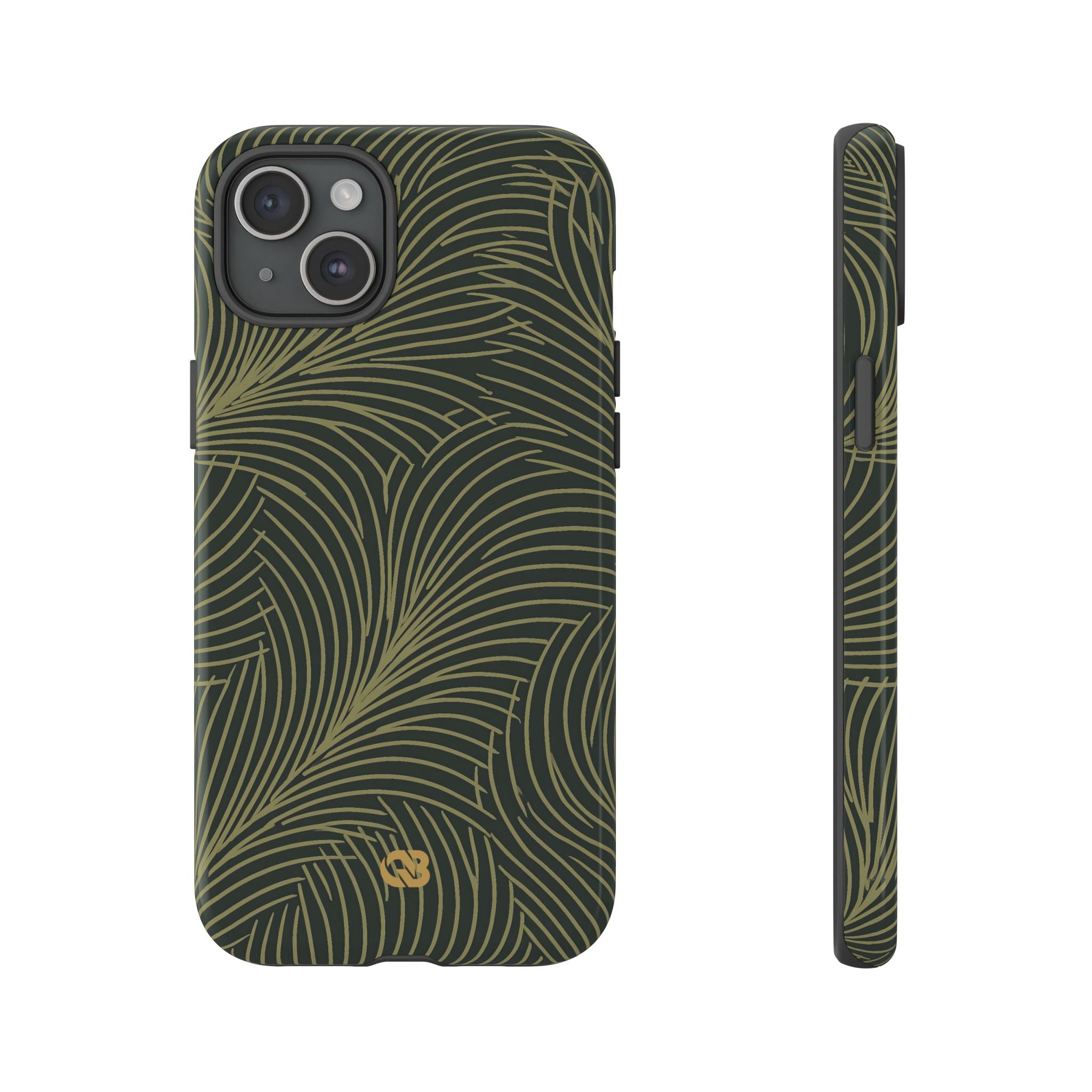 Green Tough Phone Case for iPhone - Dark Olive Plume