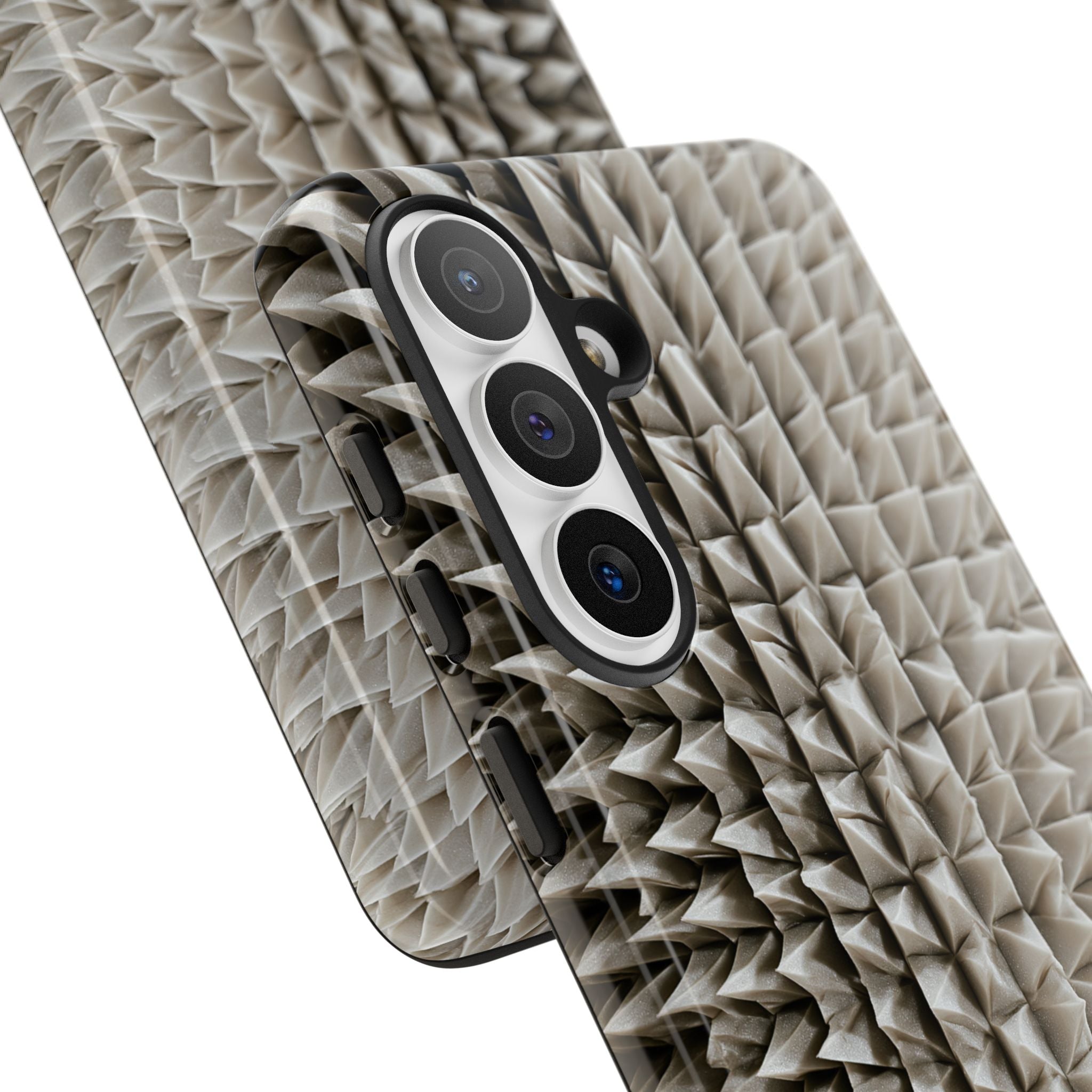 Beige Tough Phone Case for Samsung - Bone Spiked Grid