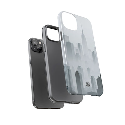 Grey Tough Phone Case for iPhone - Steel Mist Skyline