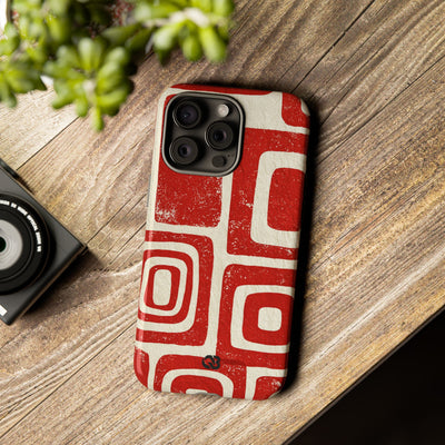 Vermilion Block Motif · Tough Phone Case for iPhone · Red