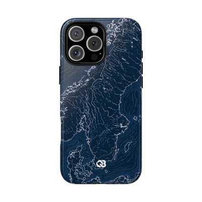 Nordic Contour Chart · Tough Phone Case for iPhone · Blue