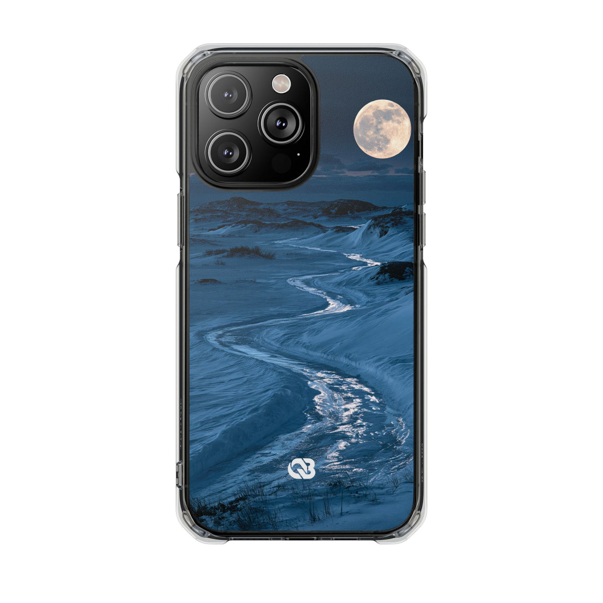 Arctic Moon Drift · Clear Impact Magnetic Phone Case for iPhone · Blue