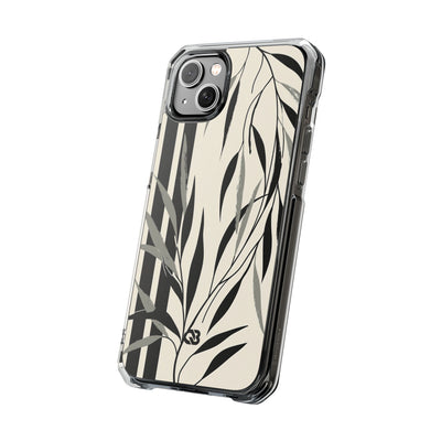 Beige Impact MagSafe Phone Case for iPhone - Soot Leaf Sketch