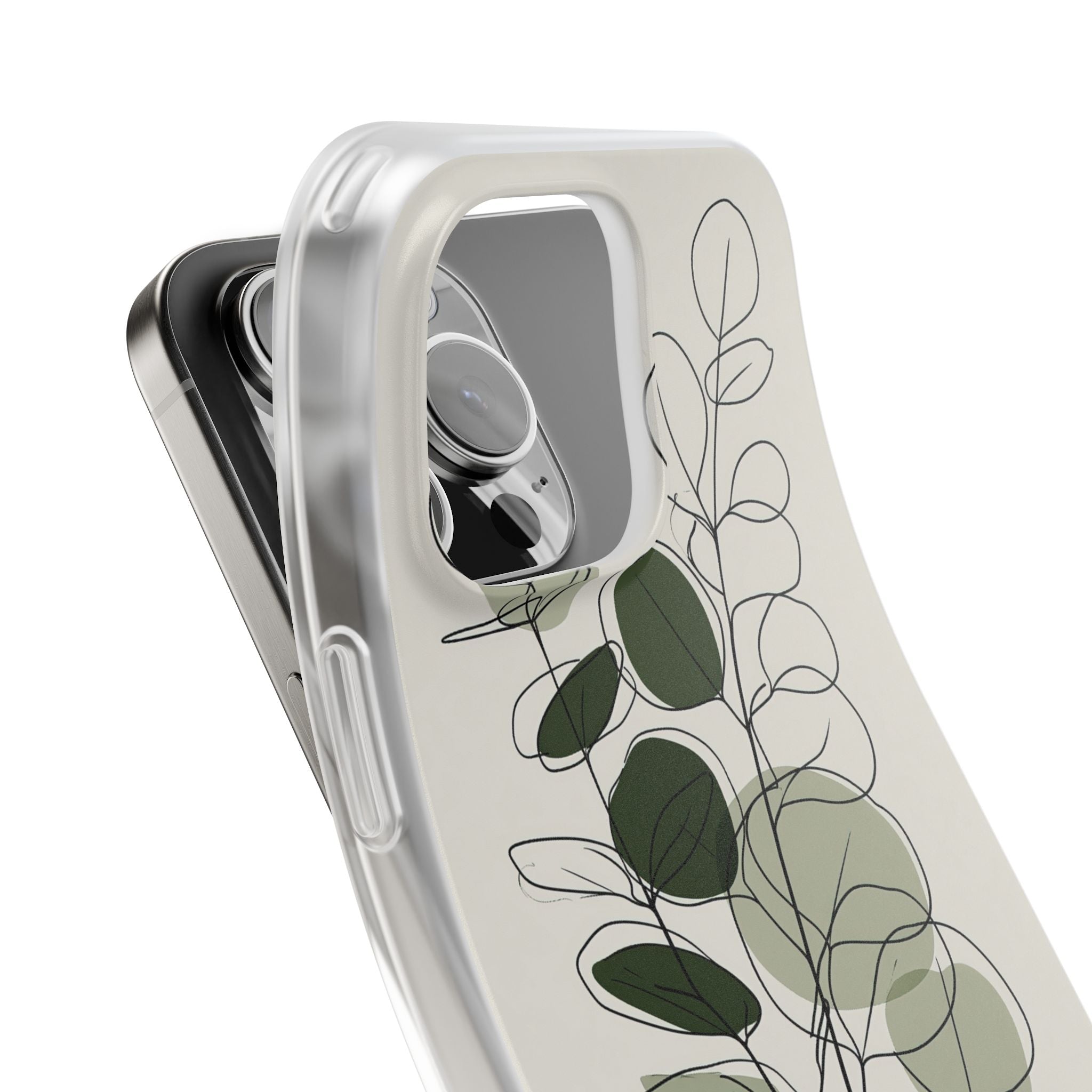 Green Lite Phone Case for iPhone - Muted Eucalyptus Sketch