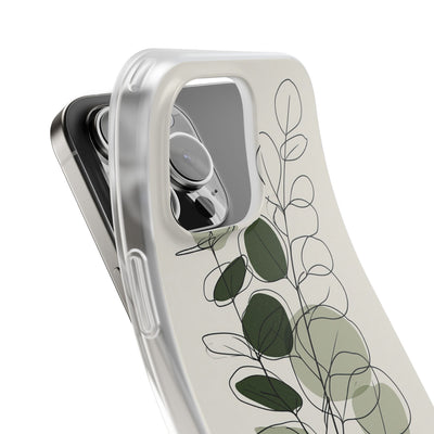 Green Lite Phone Case for iPhone - Muted Eucalyptus Sketch