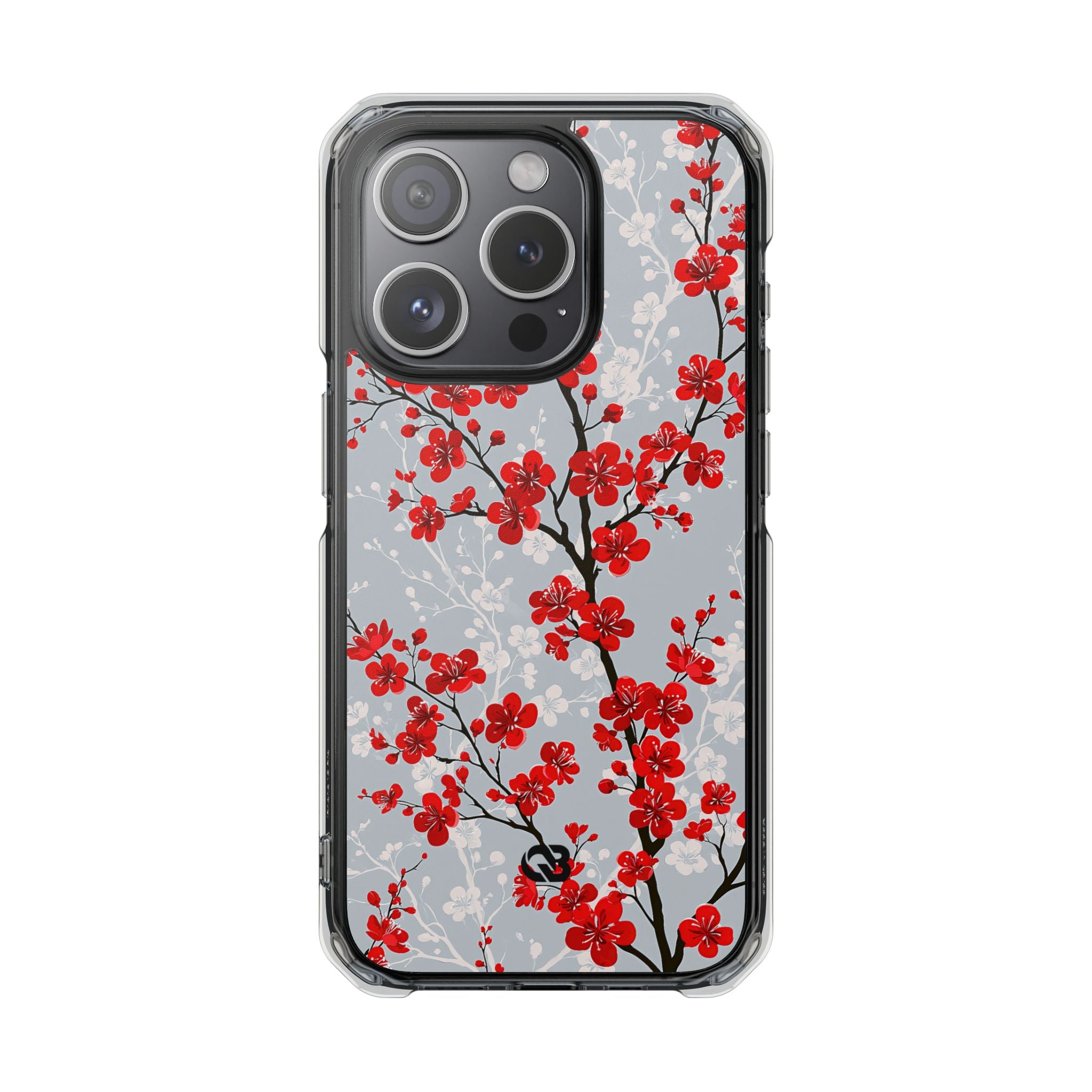 Grey Impact MagSafe Phone Case for iPhone - Crimson Sakura Slate