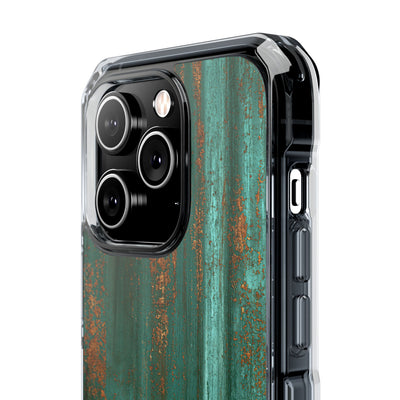 Teal Impact MagSafe Phone Case for iPhone - Verdigris Copper Siding
