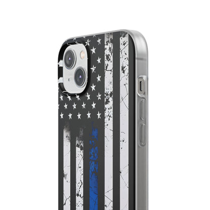 Blau gestreifte Flagge iPhone 14 Plus Case - Soft