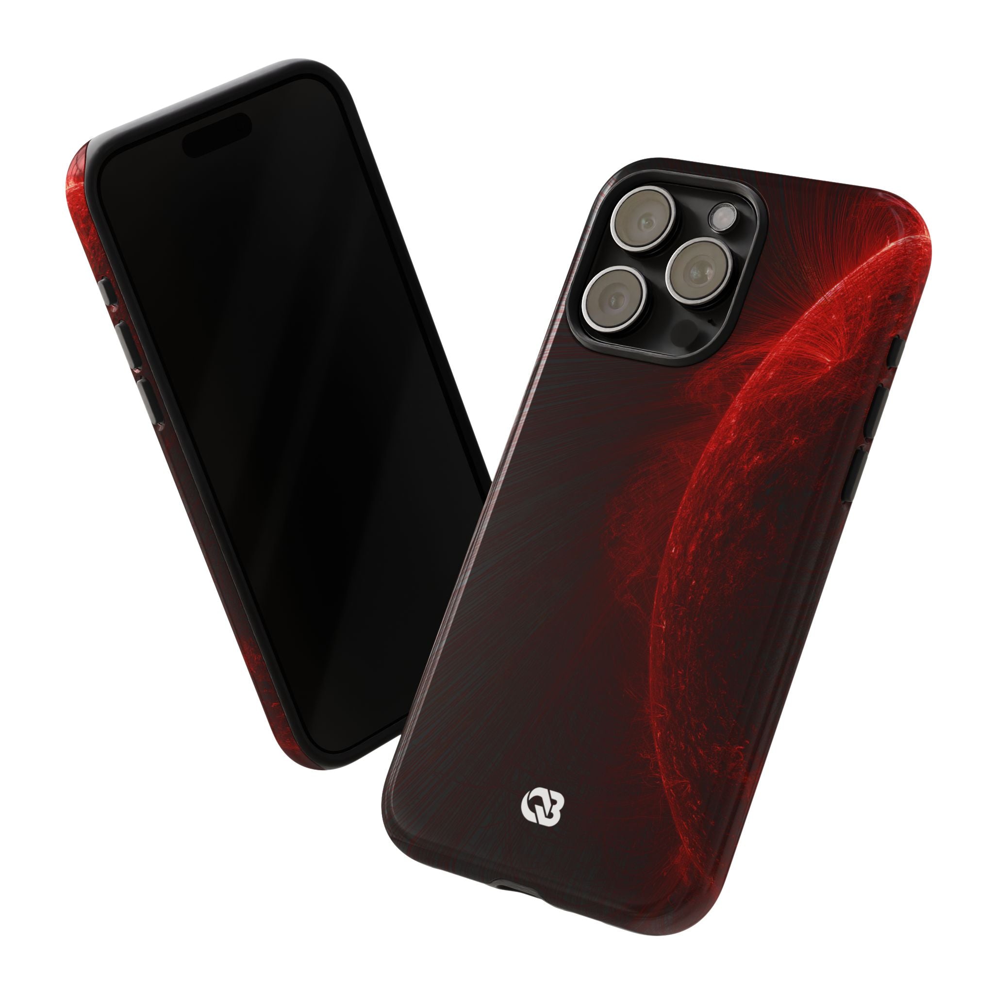 Red Tough Phone Case for iPhone - Solar Crimson Flare
