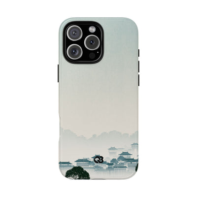 Blue Tough Phone Case for iPhone - Mist Valley Pagoda