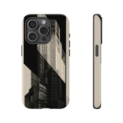 Beige Tough Phone Case for iPhone - Monolith Urban Grid