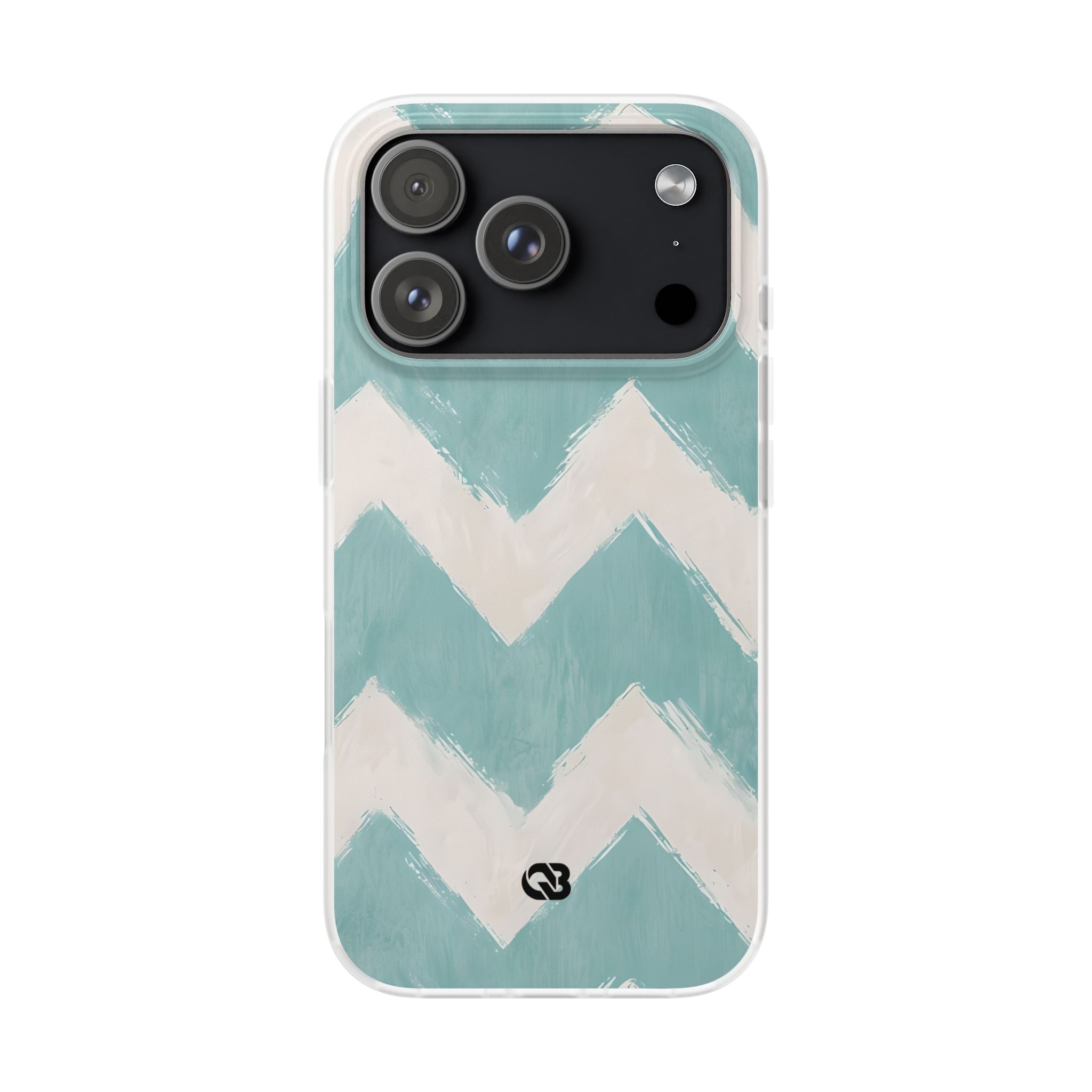 Teal Painted Chevron · Soft Phone Case for iPhone