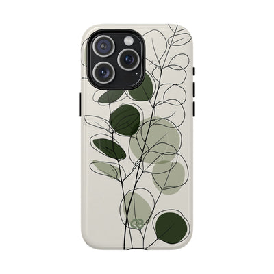 Green Tough 2.0 Magsafe Phone Case for iPhone - Muted Eucalyptus Sketch