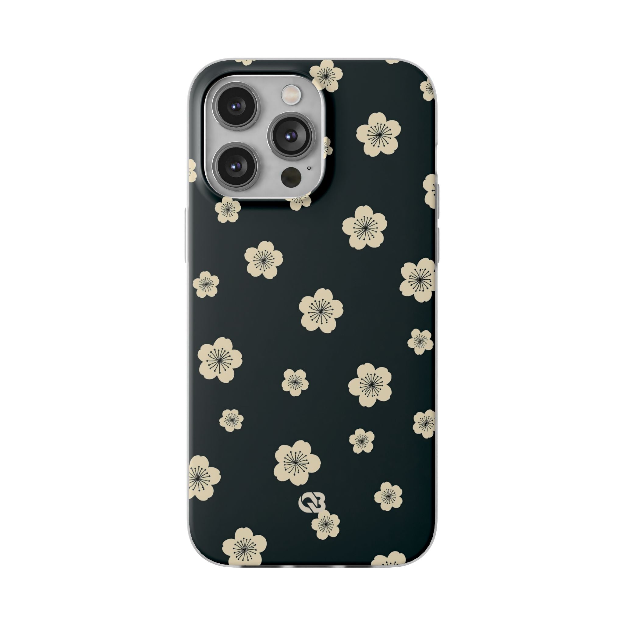 Teal Lite Phone Case for iPhone - Obsidian Cream Petals