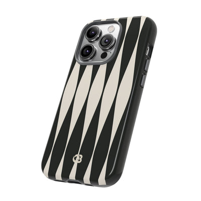 Black Tough Phone Case for iPhone - Ivory Spindle Grid