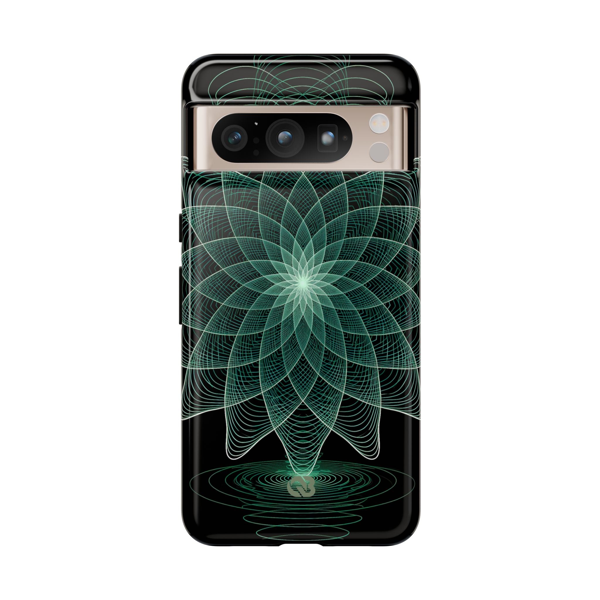 Green Tough Phone Case for Google Pixel - Cyan Signal Bloom