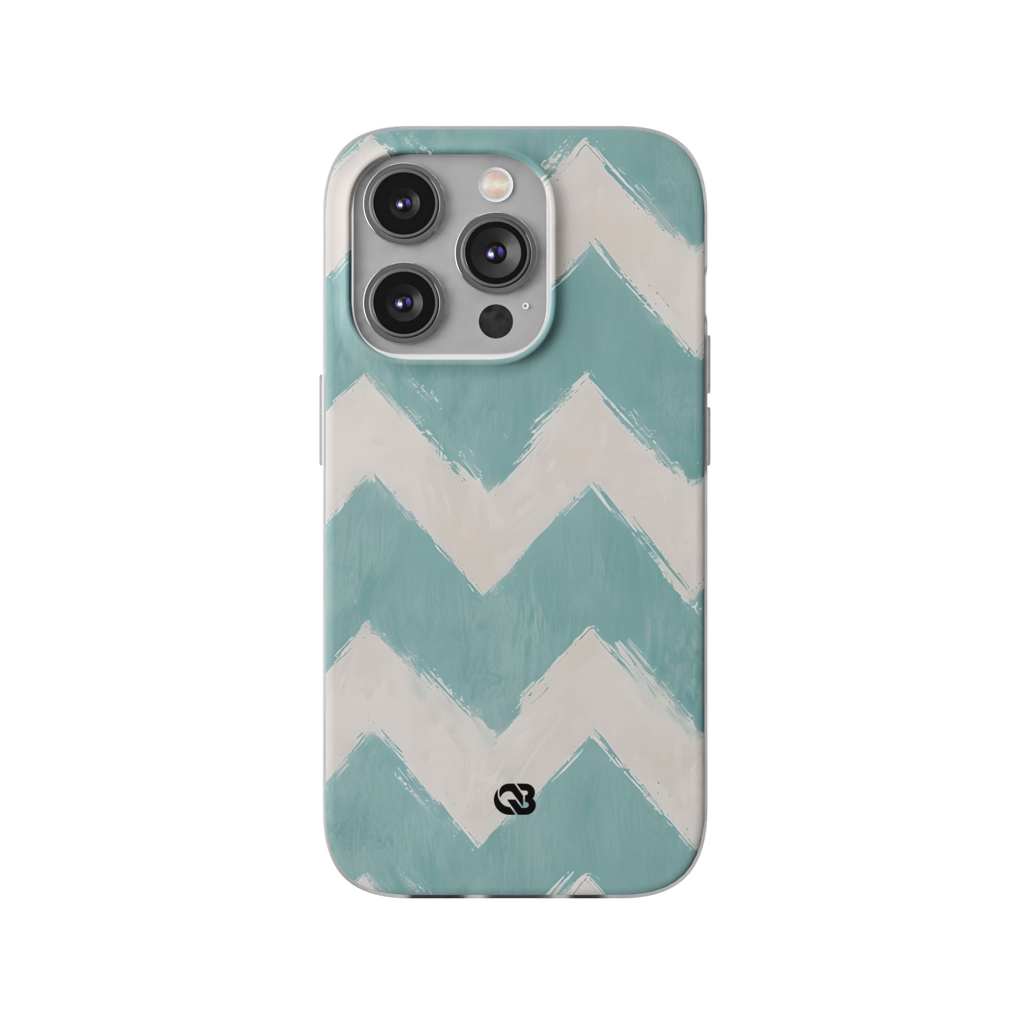 Teal Painted Chevron · Soft Phone Case for iPhone