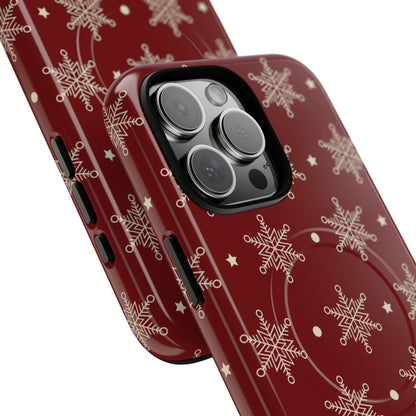 Cream Snowflake Crimson iPhone 16 Pro Max Skal - Tough+