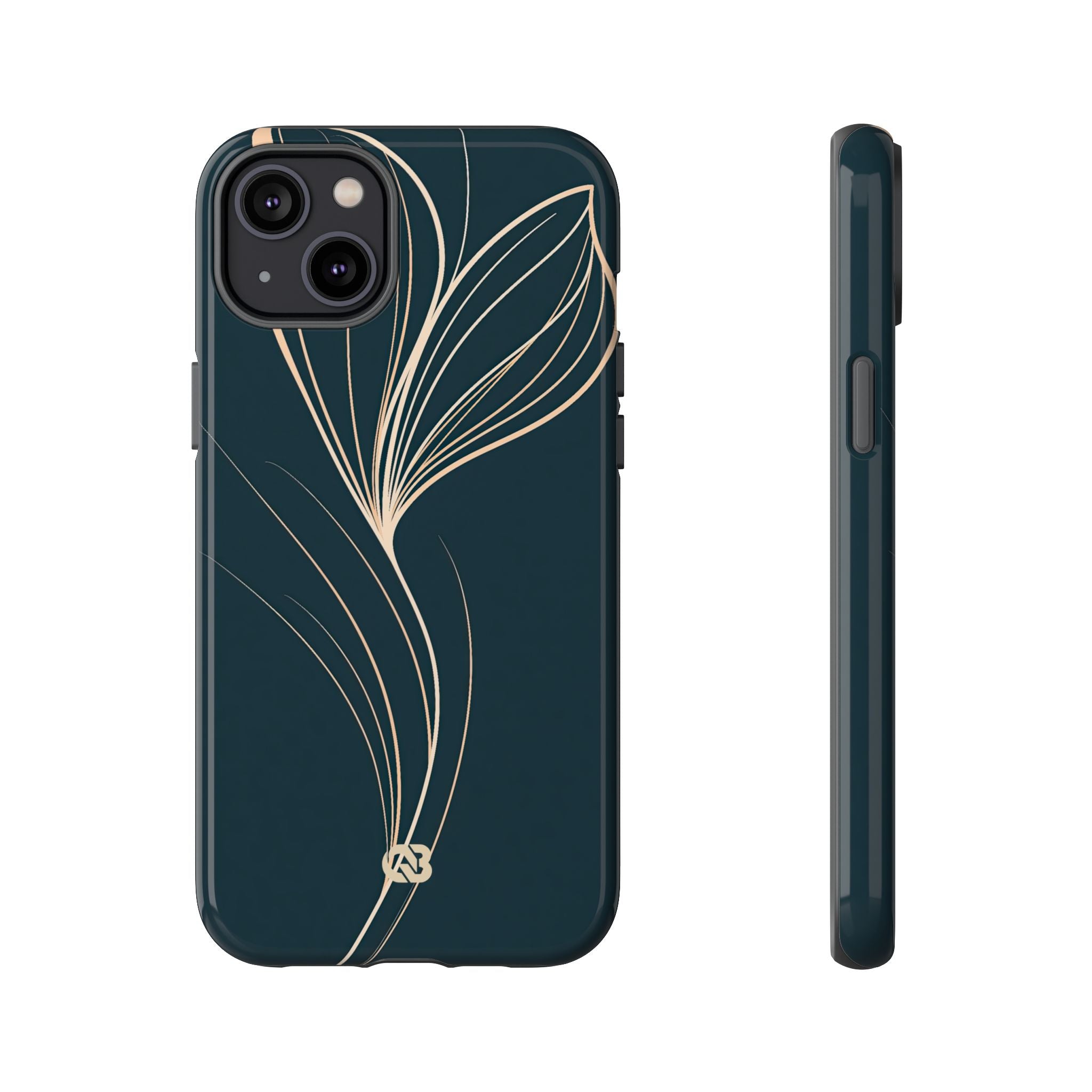 Teal Tough Phone Case for iPhone - Sandstone Silk Flora