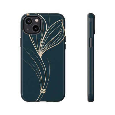 Teal Tough Phone Case for iPhone - Sandstone Silk Flora