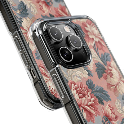 Blush Peony Jacquard · Clear Impact Magnetic Phone Case for iPhone ·  Pink