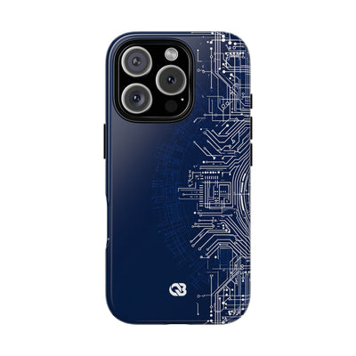Blue Tough Phone Case for iPhone - Cobalt Circuit Logic