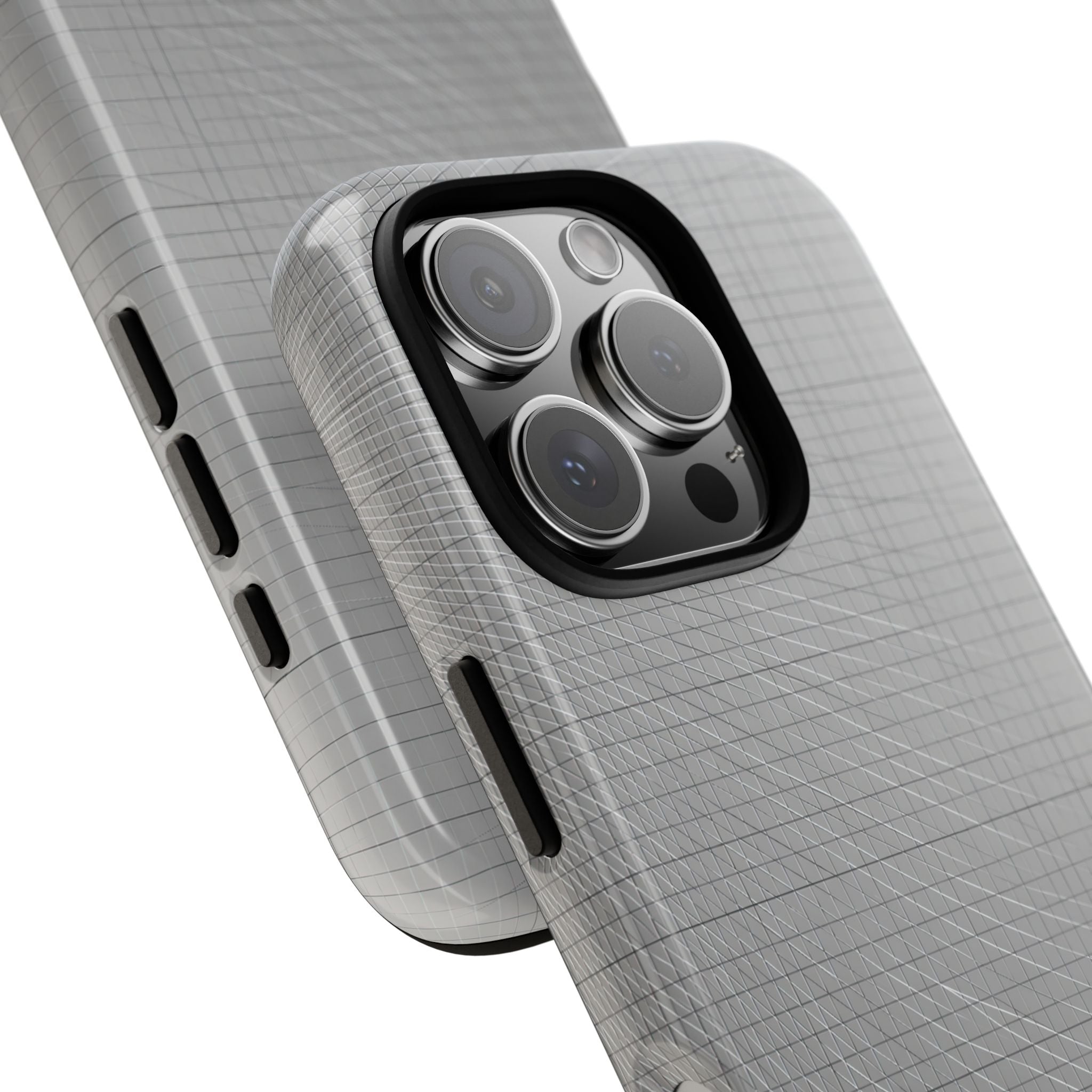 Grey Tough Phone Case for iPhone - Chrome Mesh Warp