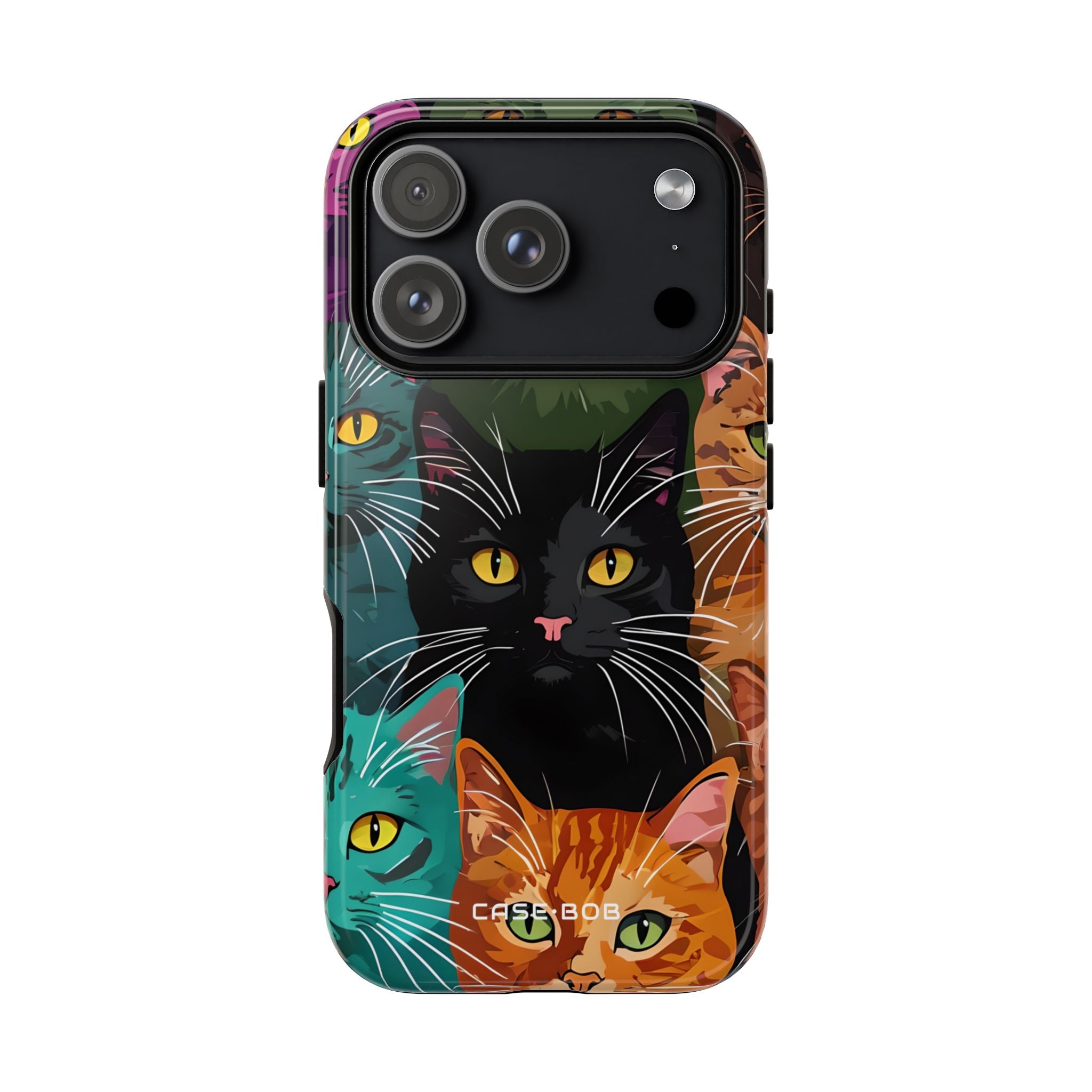 Teal Cat Grid iPhone 17 Pro Case - Tough - CASE•BOB
