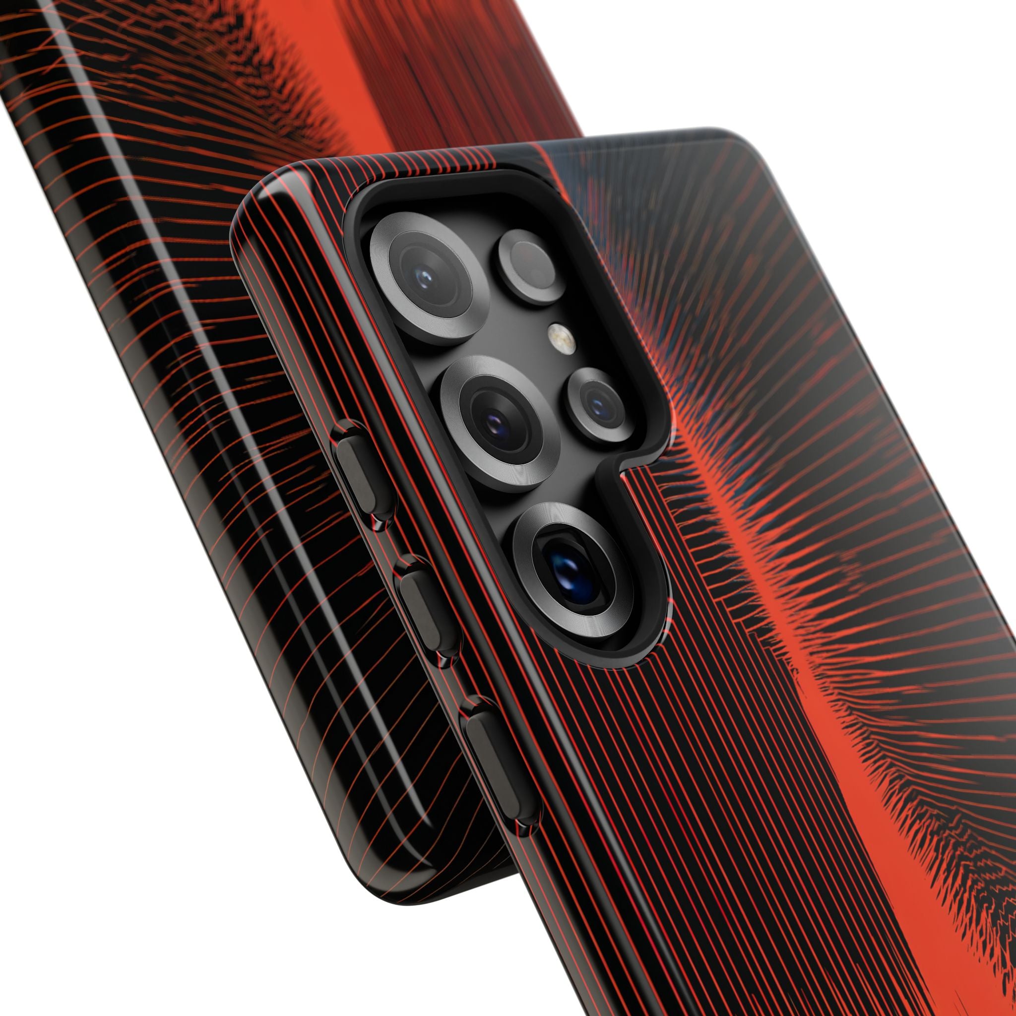 Red Tough Phone Case for Samsung - Crimson Frequency Pulse