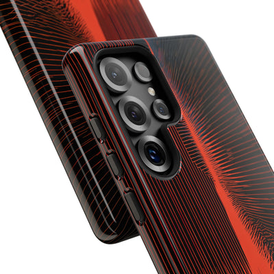 Red Tough Phone Case for Samsung - Crimson Frequency Pulse