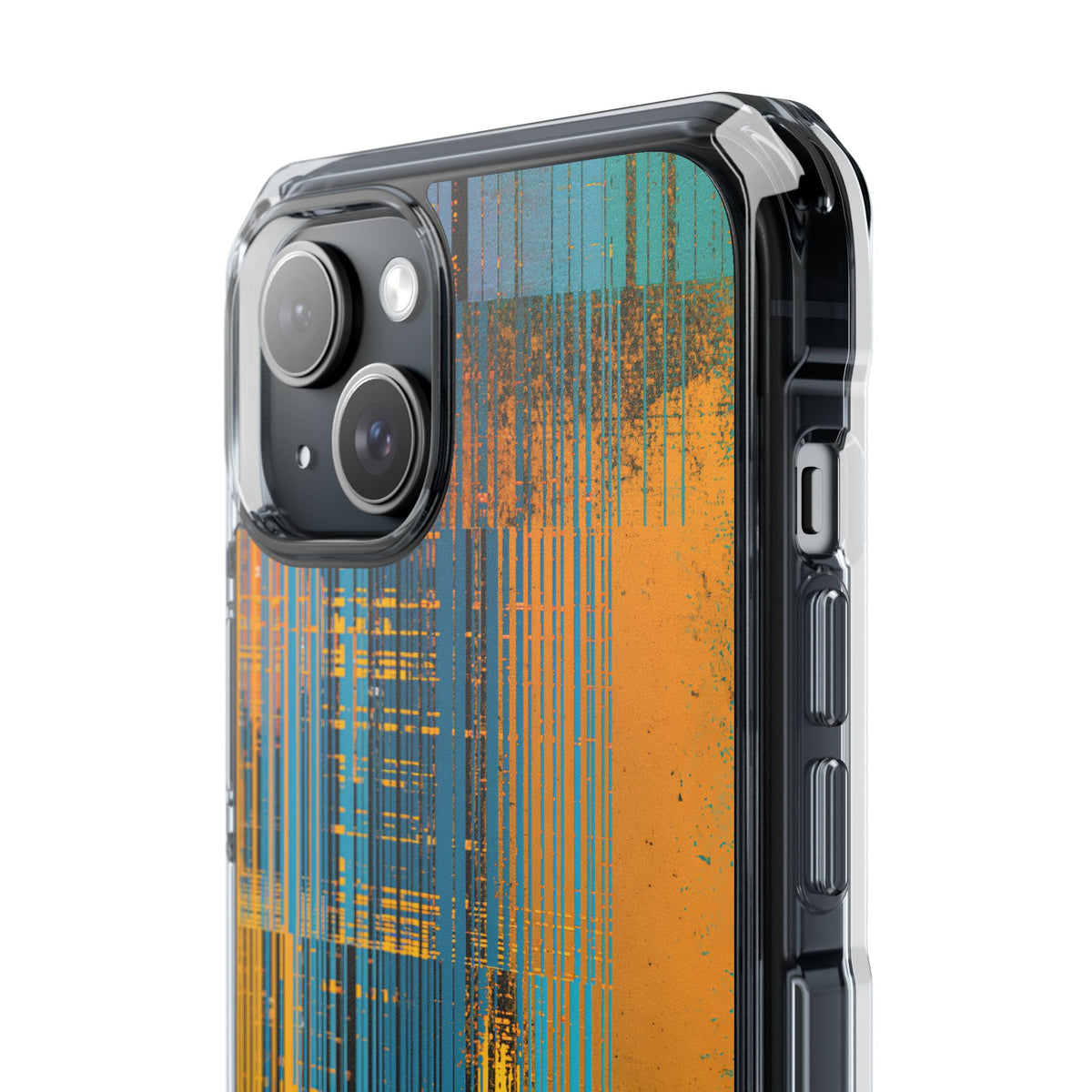 Cyber Glitch Stream · Clear Impact Magnetic Phone Case for iPhone · Teal