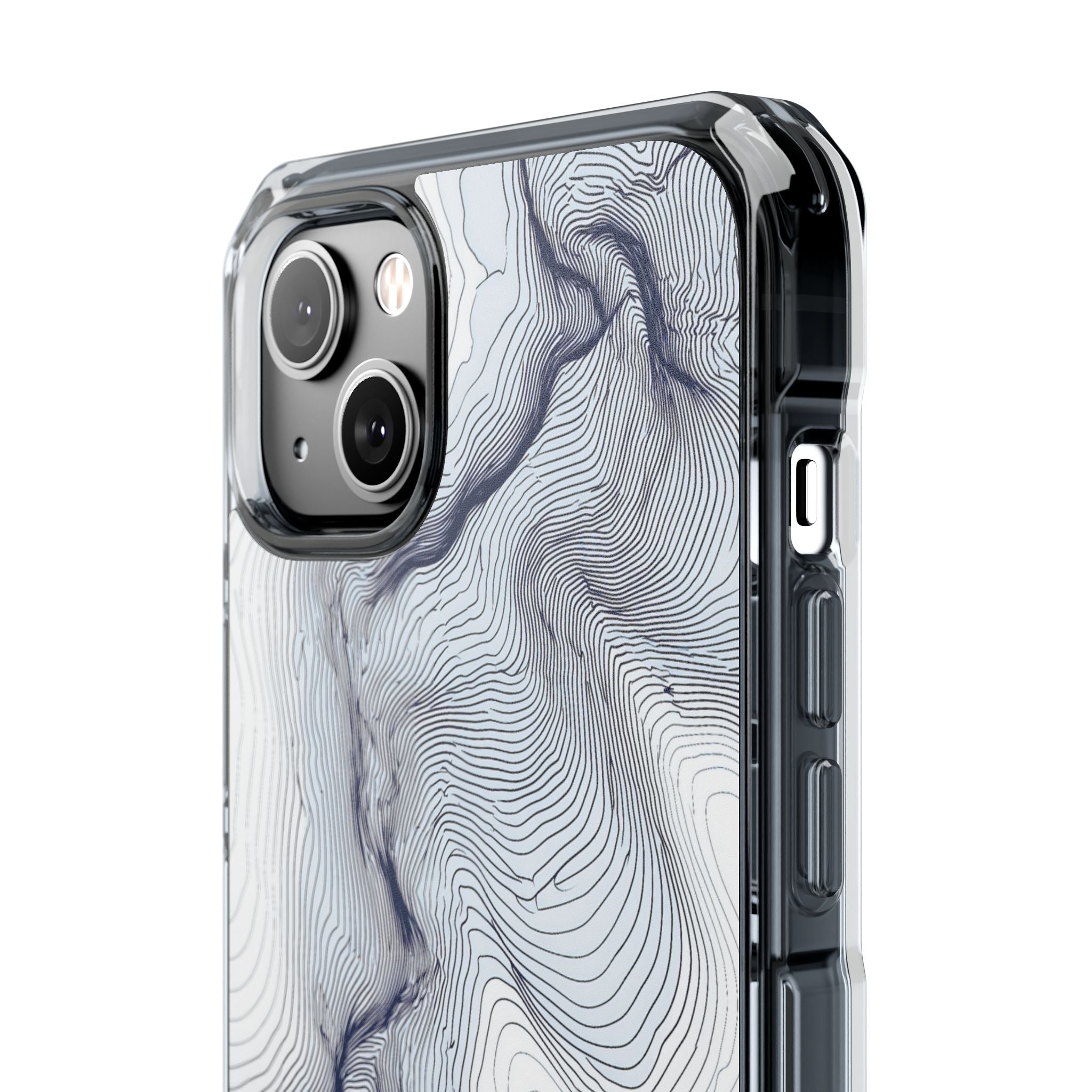White Impact MagSafe Phone Case for iPhone - Nordic Ridge Topo