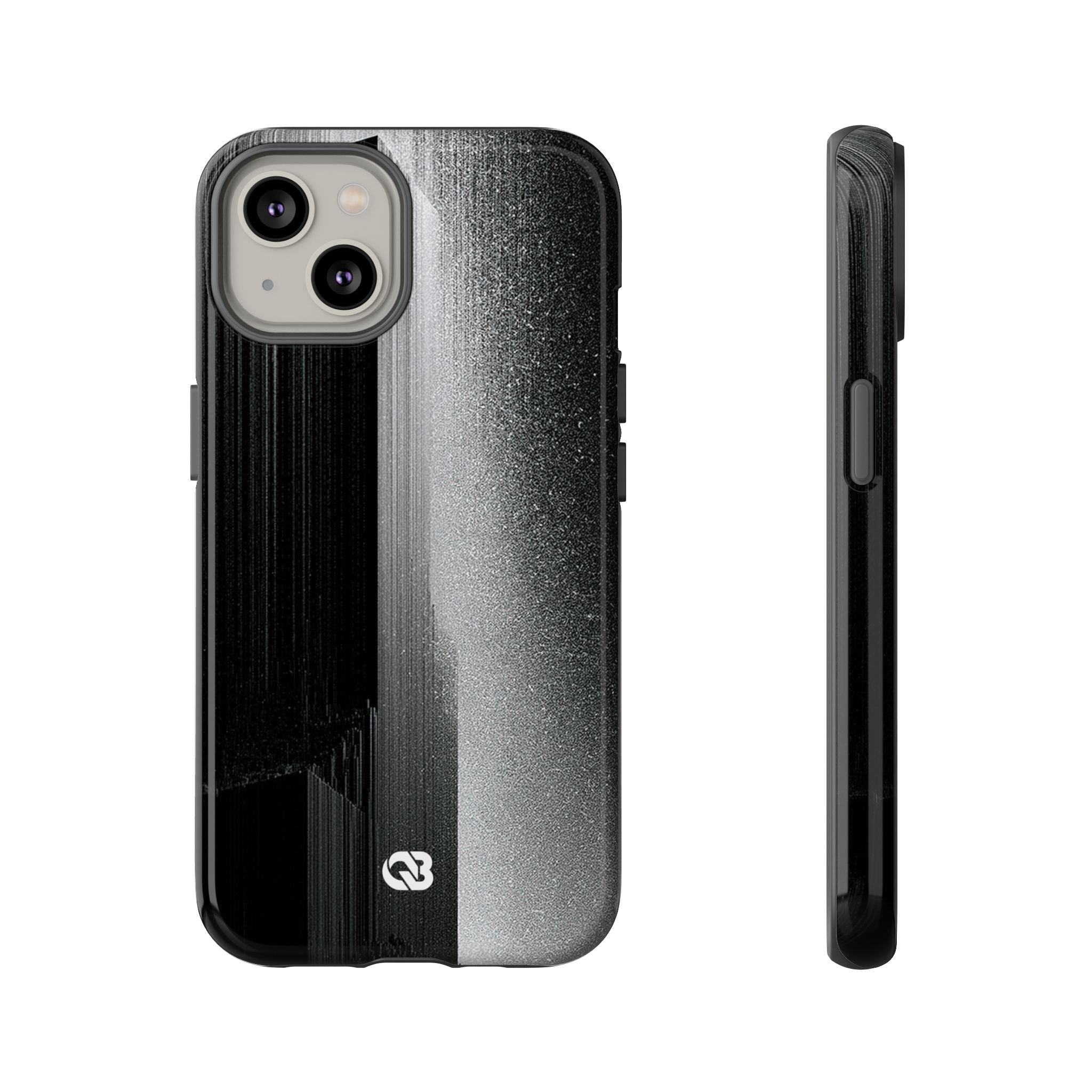 Black Tough Phone Case for iPhone - Brutalist Pixel Monolith