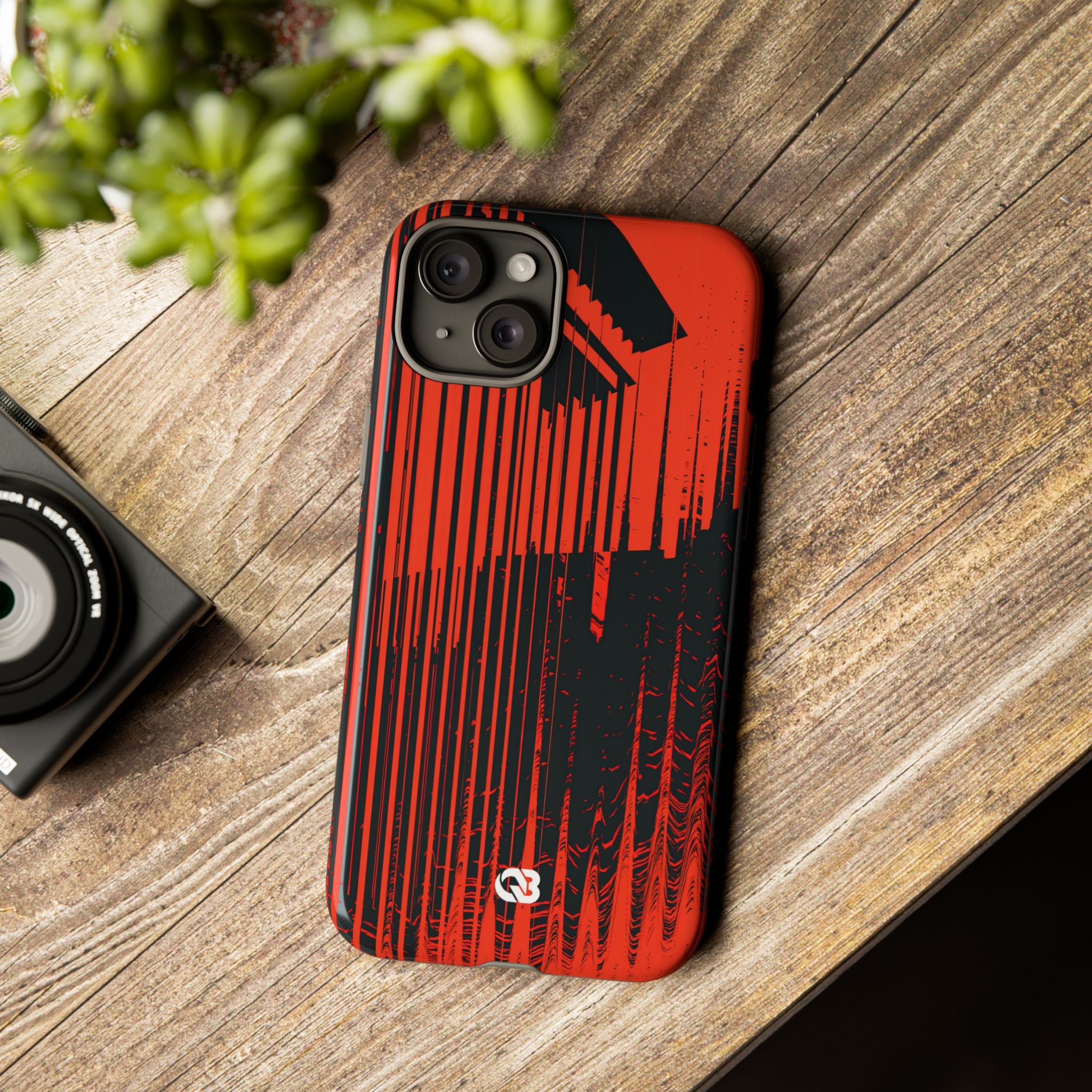 Red Tough Phone Case for iPhone - Crimson Brutalist Distortion