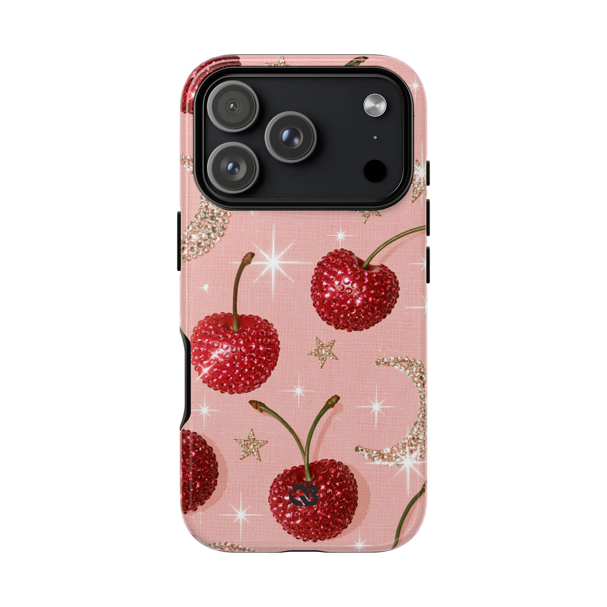 Bedazzled Ruby Cherries · Tough Phone Case for iPhone · Pink