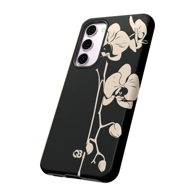 Black Tough Phone Case for Samsung - Obsidian Bone Orchid